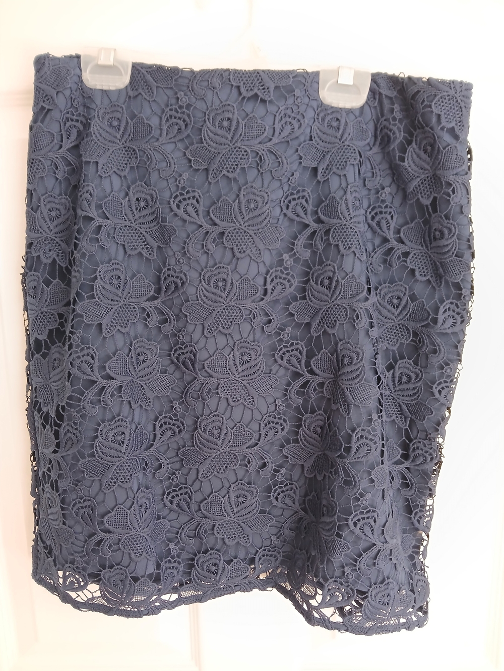 Banana Republic Navy Floral Lace Pencil Skirt